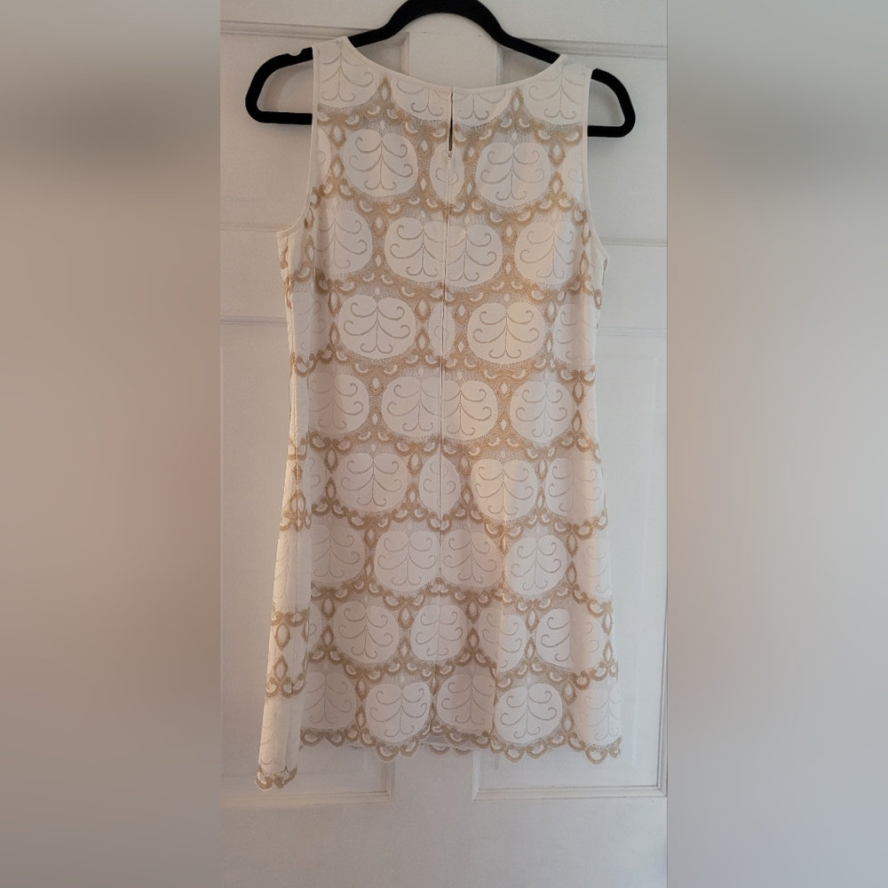 Mini GOLD & WHITE LACE DRESS - Picture 2 of 4
